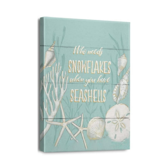 Dream of the Ocean with Our 12x16inch Beach Wall Art Bathroom Paintings with Seashell & Starfish, Contemporary Posters, Blue Ocean Themed Nautical Decor for Bedrooms