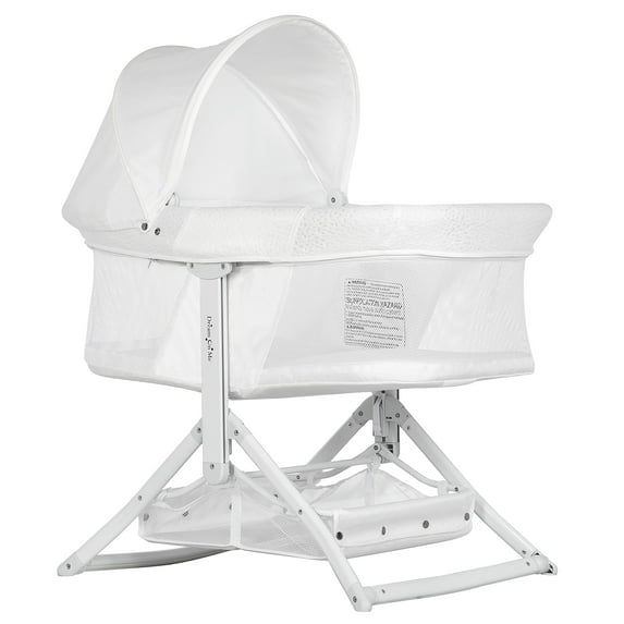 Dream On Me Insta Fold Bassinet, Cradle, Rocking Bassinet, Innovative Folding Design, Perfect for Indoor and Outdoor, Breathable Mesh Side, Oxford Carry Bag Included in White