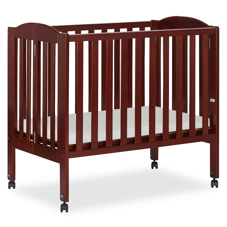 Dream On Me 2-in-1 Folding Portable Mini Crib, Cherry