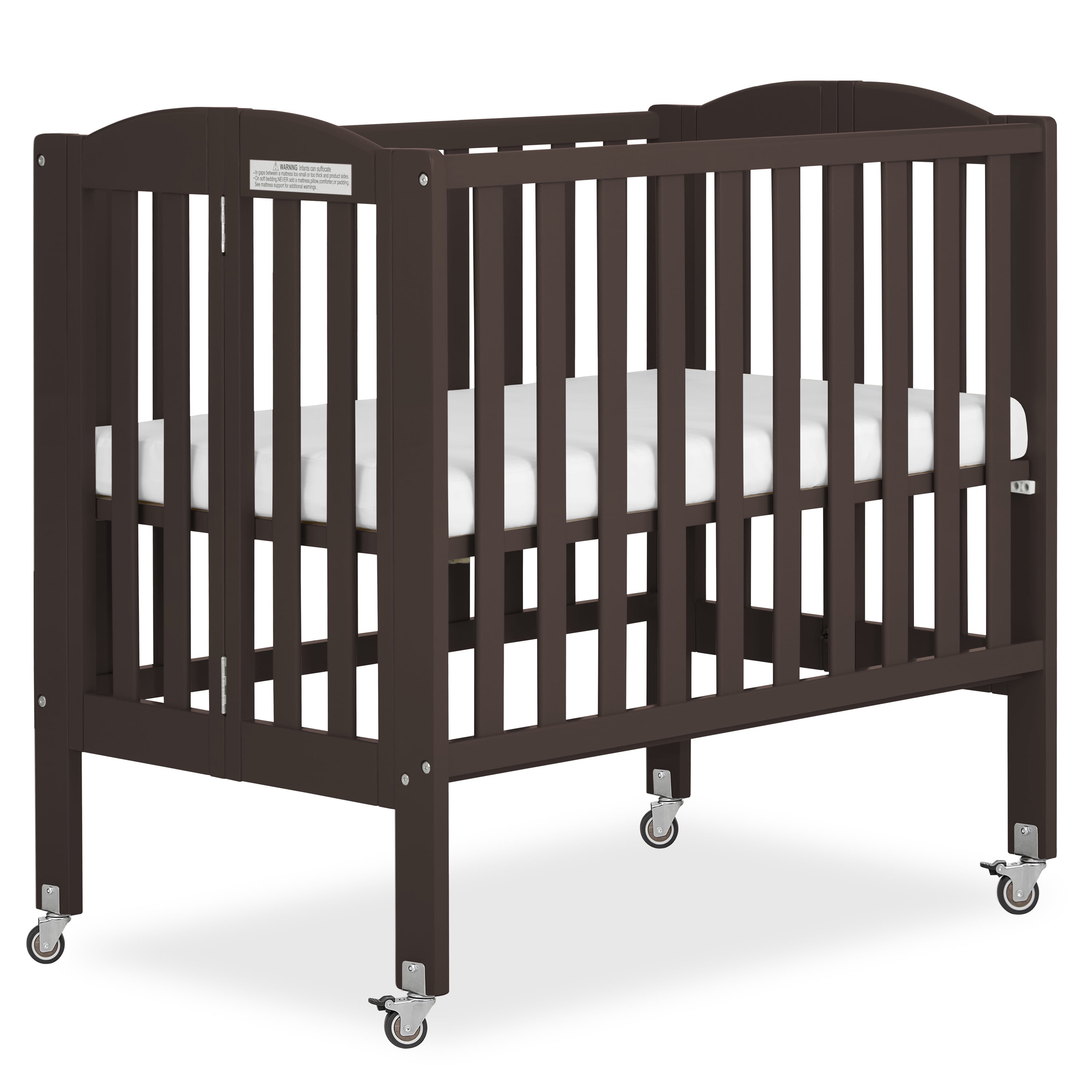 Dream On Me 2-in-1 Folding Portable Mini Crib, Chocolate Chip