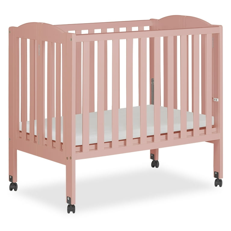 Dream On Me 2-in-1 Folding Portable Mini Crib in Dusty Pink