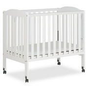 Dream On Me 2-in-1 Folding Portable Mini Crib in White, Mattress Pad Included, Easy to Fold and Store Baby Crib, Two Adjustable Mattress Height positions Convertible Crib