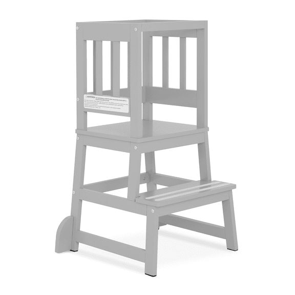 Dream On Me 2-in-1 Funtastic Tower and Step Stool, Easy to Assemble, Cool Grey