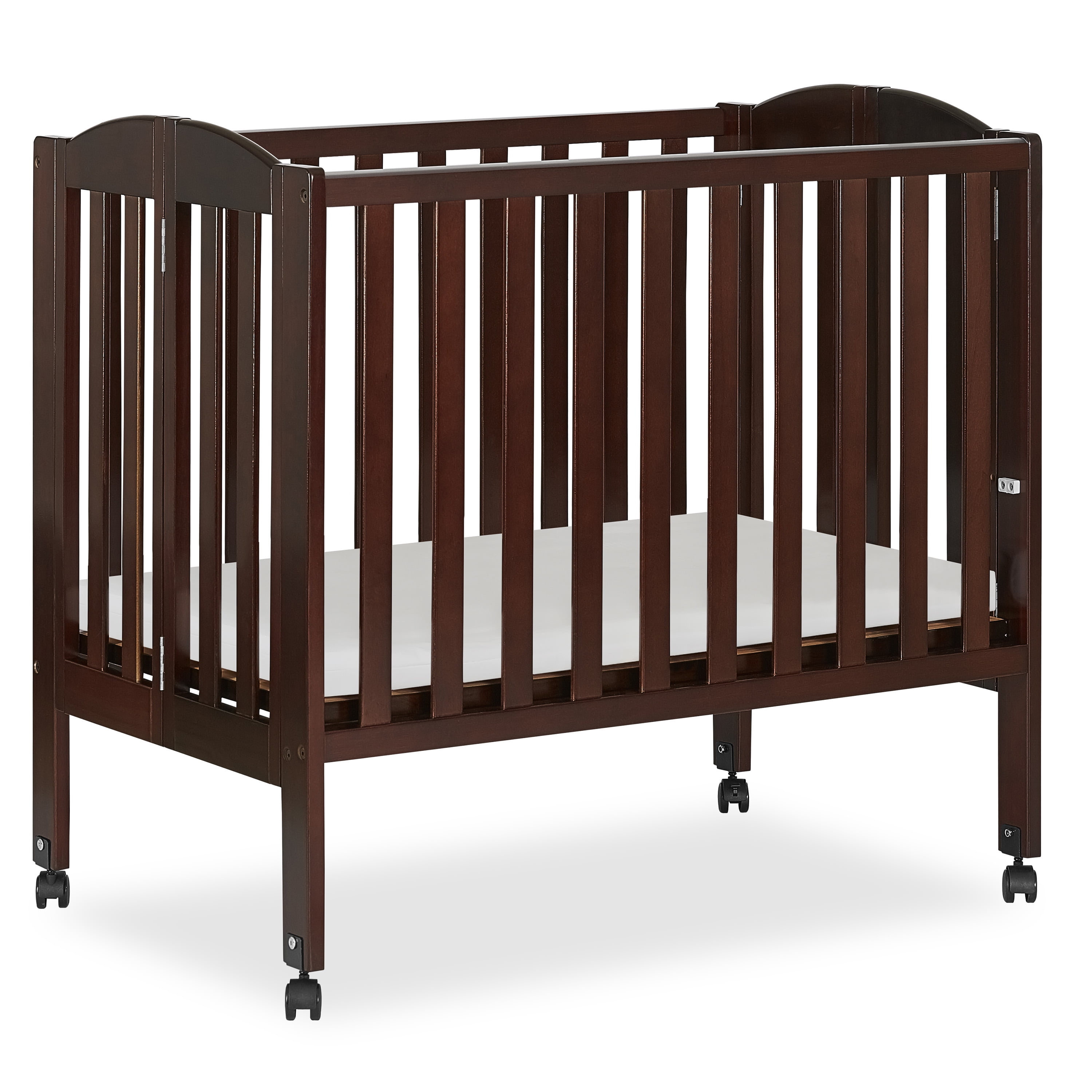 Espresso Pine 2-in-1 Portable Folding Crib with Mattress Pad