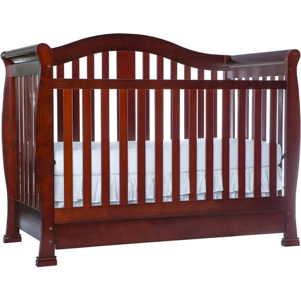 Dream On Me Addison 5in1 Convertible Crib With Storage Drawer Cherry