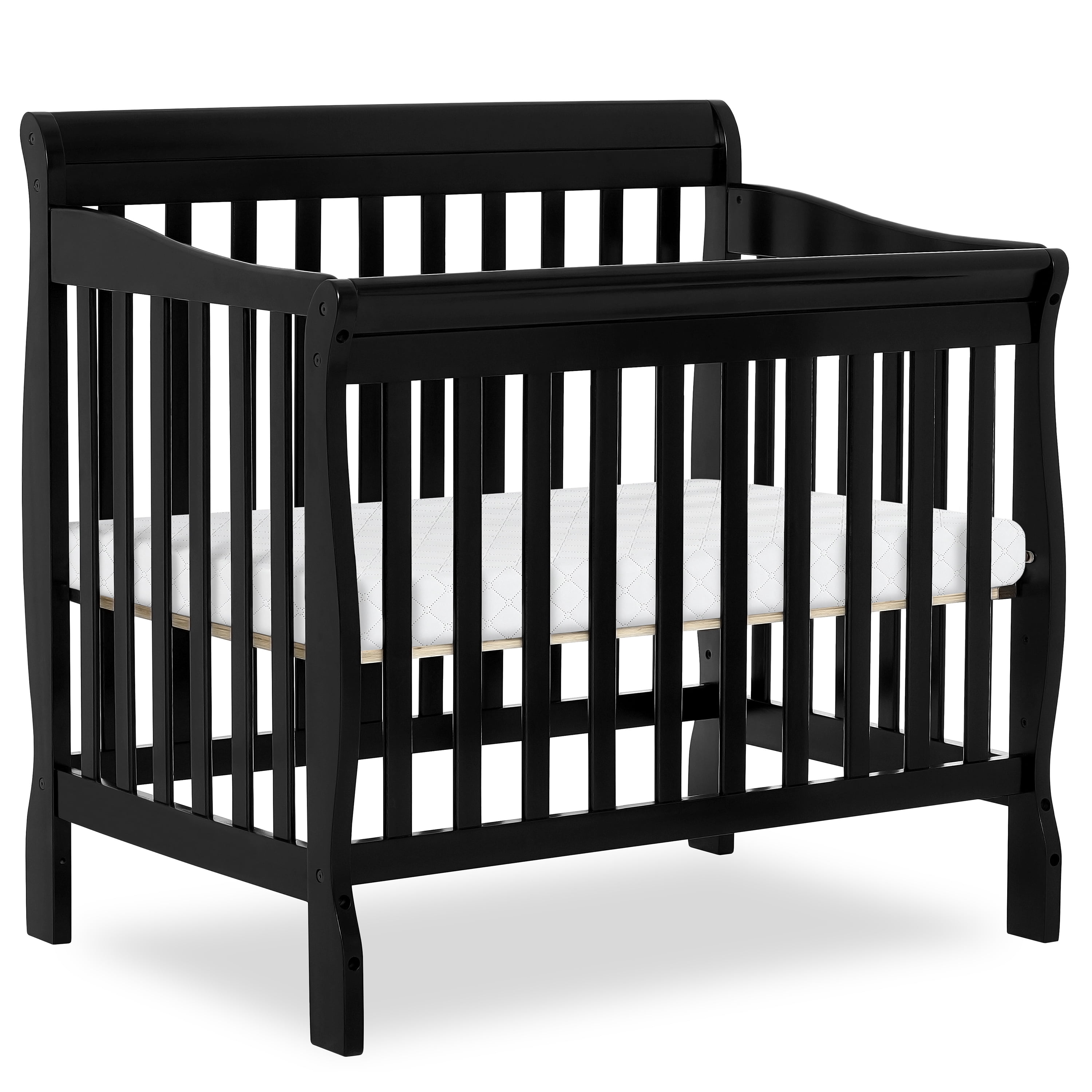 Dream On Me Aden 4-in-1 Convertible Mini Crib, Black, Greenguard Gold