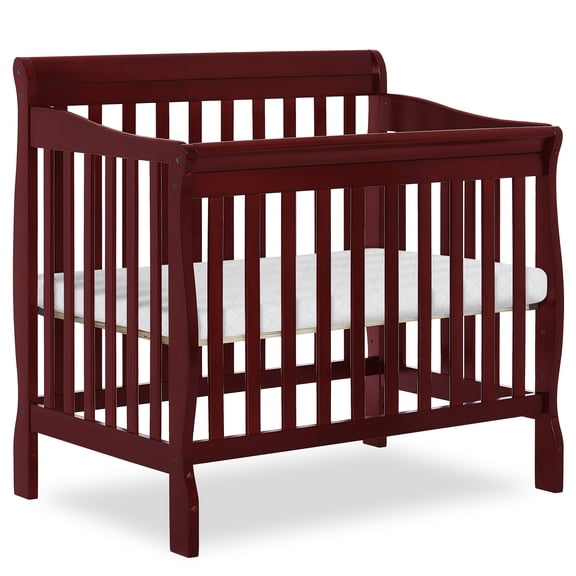 Dream On Me Aden 4-in-1 Convertible Mini Crib In Cherry, Greenguard Gold Certified