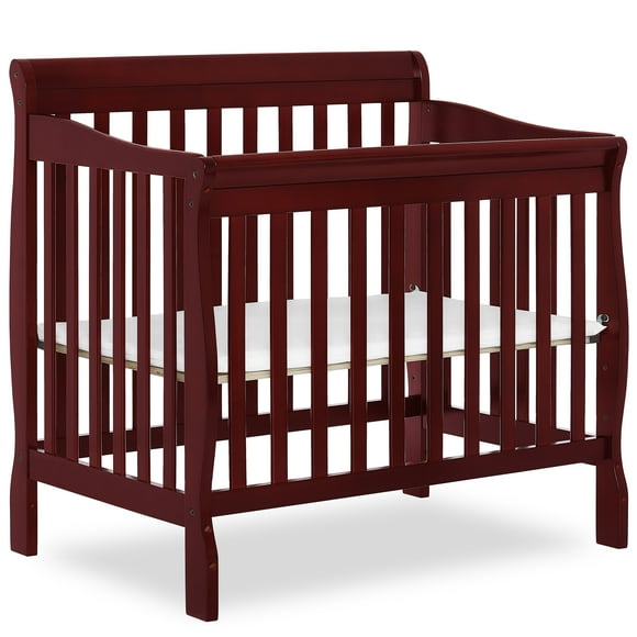 Dream On Me Aden 4-in-1 Convertible Mini Crib In Cherry, Greenguard Gold Certified