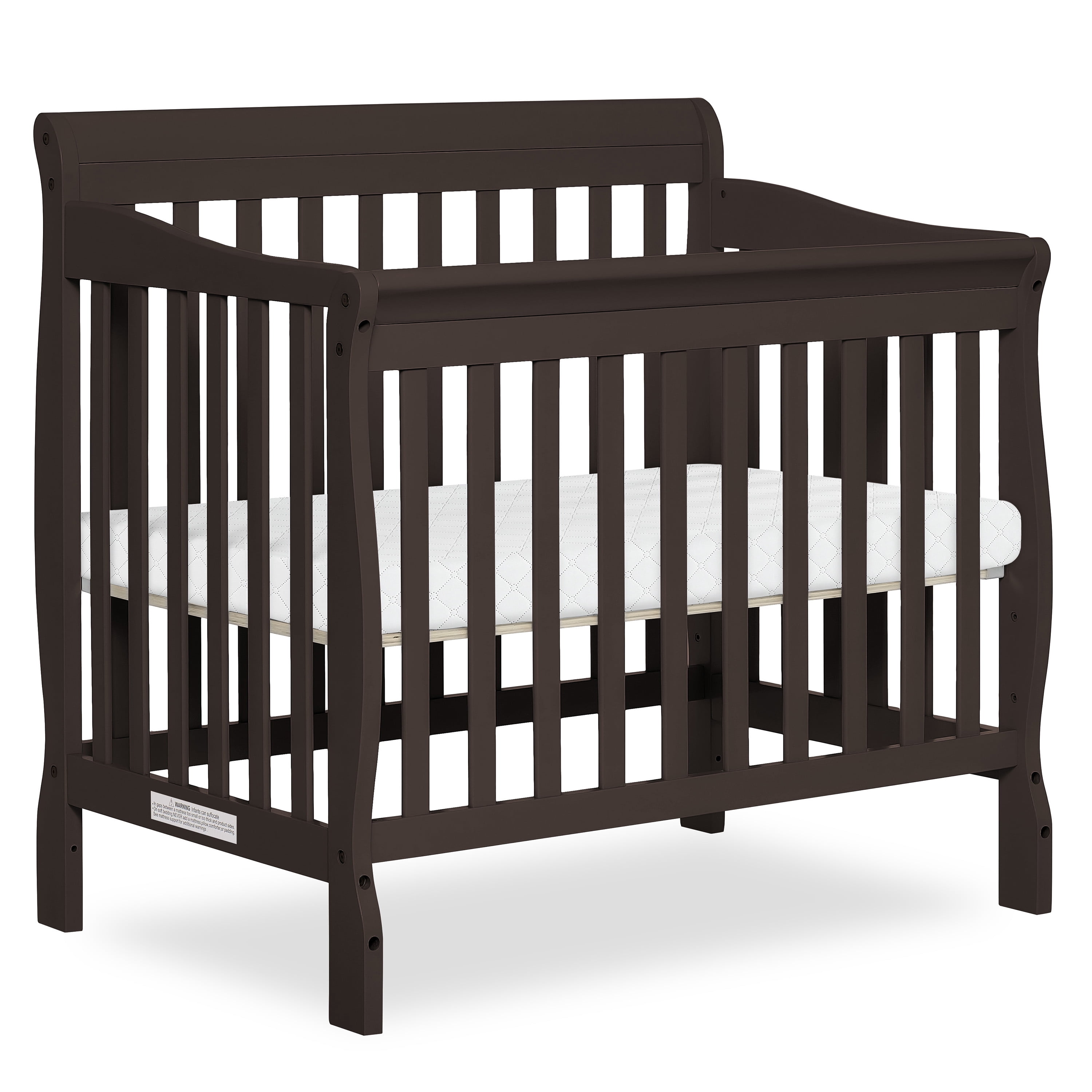 Dream On Me Aden 4-in-1 Convertible Mini Crib In Chocolate Chip, Greenguard Gold Certified