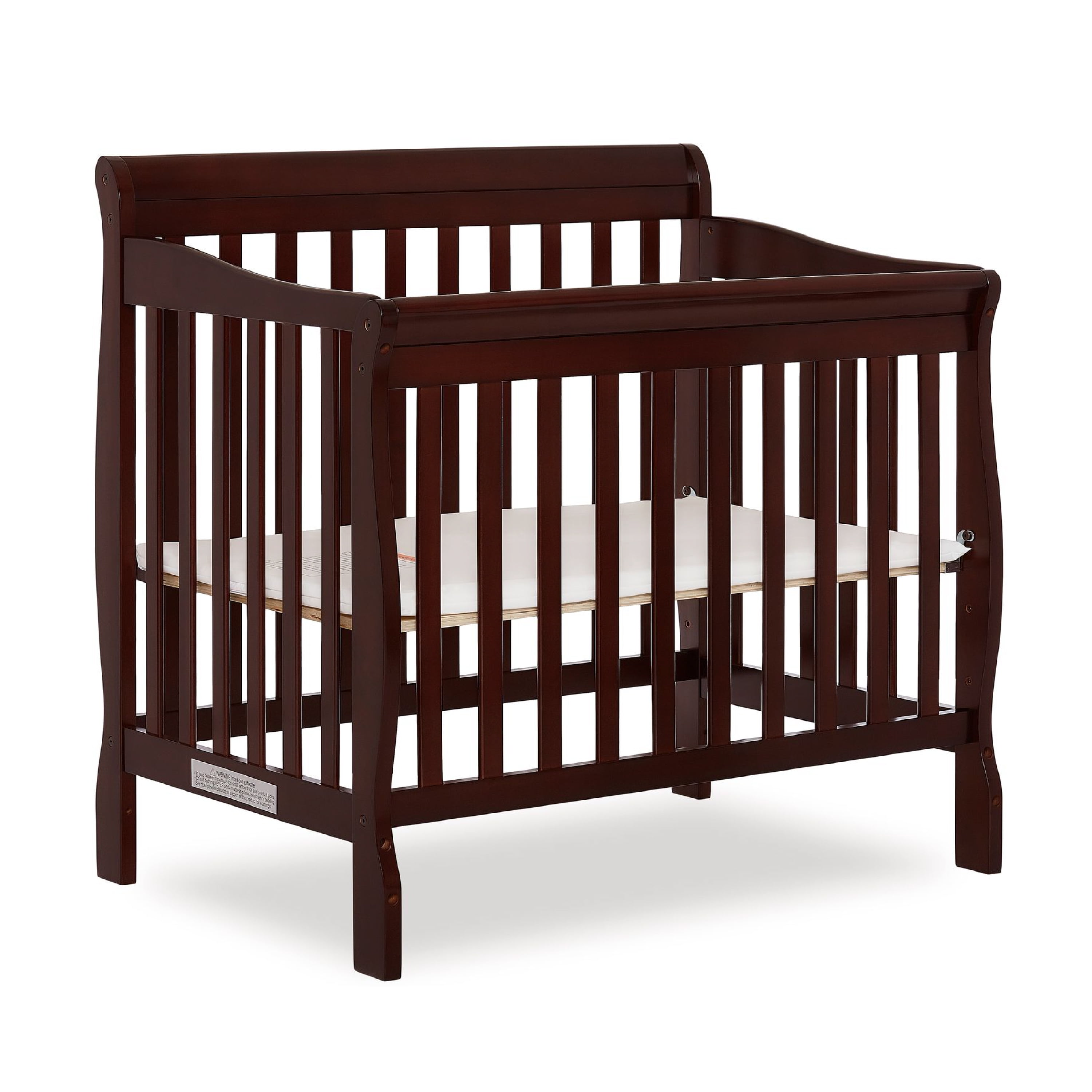 Dream On Me Aden 4in1 Convertible Mini Crib In Espresso, Greenguard Gold Certified