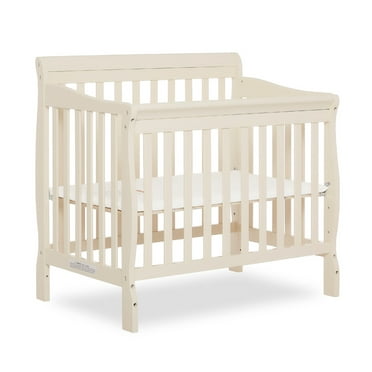 Dream On Me Aden 4-in-1 Convertible Mini Crib In French White, Greenguard Gold Certified
