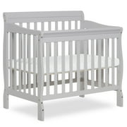 Dream On Me Aden 4-in-1 Convertible Mini Crib In Mystic Grey, Greenguard Gold Certified