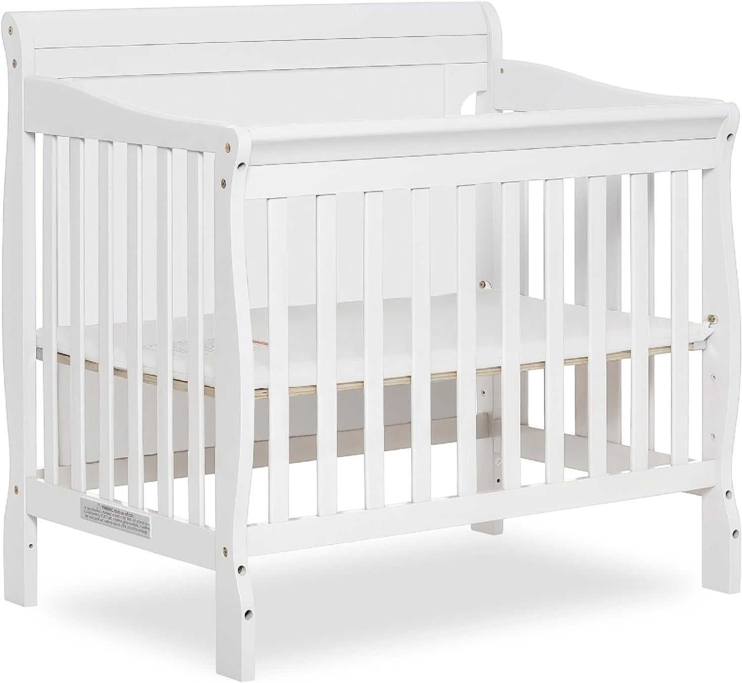 Dream On Me Aden Full Panel Baby Convertible 4in1 Mini Crib in White