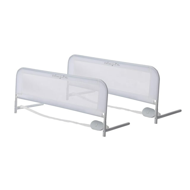Dream On Me Adjustable Mesh Bed Rail in White, Two Height Levels