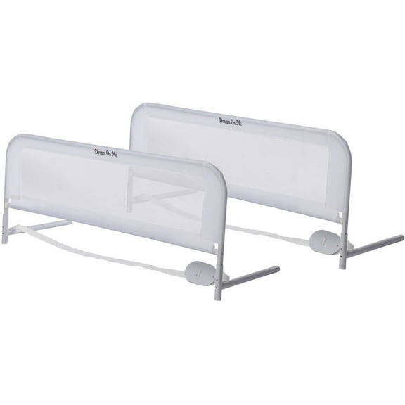 Dream On Me Adjustable Mesh Bed Rail in White, Two Height Levels, Breathable & Durable Fabric, Lightweight and Portable Bed Rail for Toddlers