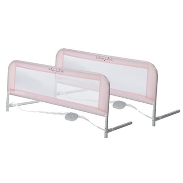 Dream On Me Adjustable Mesh Safety Bed Rail for Twin Bed, 40" x 15", Pink, 2 Piece
