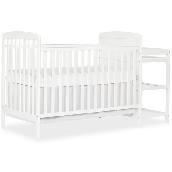 Dream On Me Anna 3-in-1 Convertible Crib with Changing Table White, Changing Pad Included, Converts from Baby Crib to Toddler Bed, Day Bed and Kids Sofa, Three Adjustable Mattress Height Positions