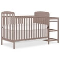 thumbnail image 1 of Dream On Me Anna 3-in-1 Convertible Crib with Changing Table Brown Sugar, Changing Pad Included, Converts from Baby Crib to Toddler Bed, Day Bed and Kids Sofa, 3 Adjustable Mattress Height Positions, 1 of 12