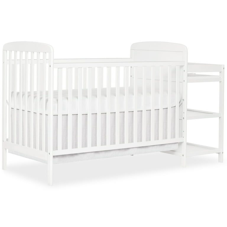 Dream On Me Anna 3-in-1 Convertible Crib with Changing Table White