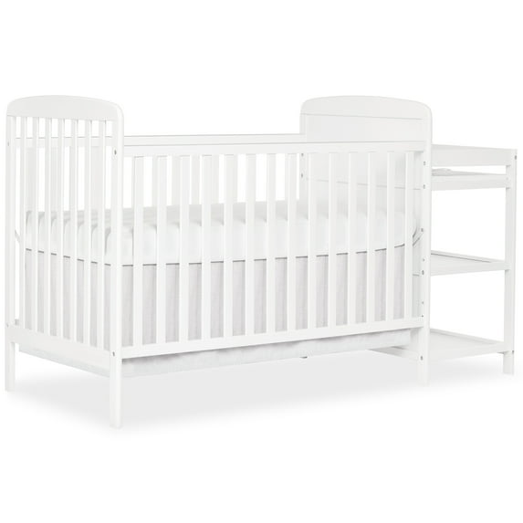 Dream On Me Anna 3-in-1 Convertible Crib with Changing Table White, Changing Pad Included, Converts from Baby Crib to Toddler Bed, Day Bed and Kids Sofa, Three Adjustable Mattress Height Positions