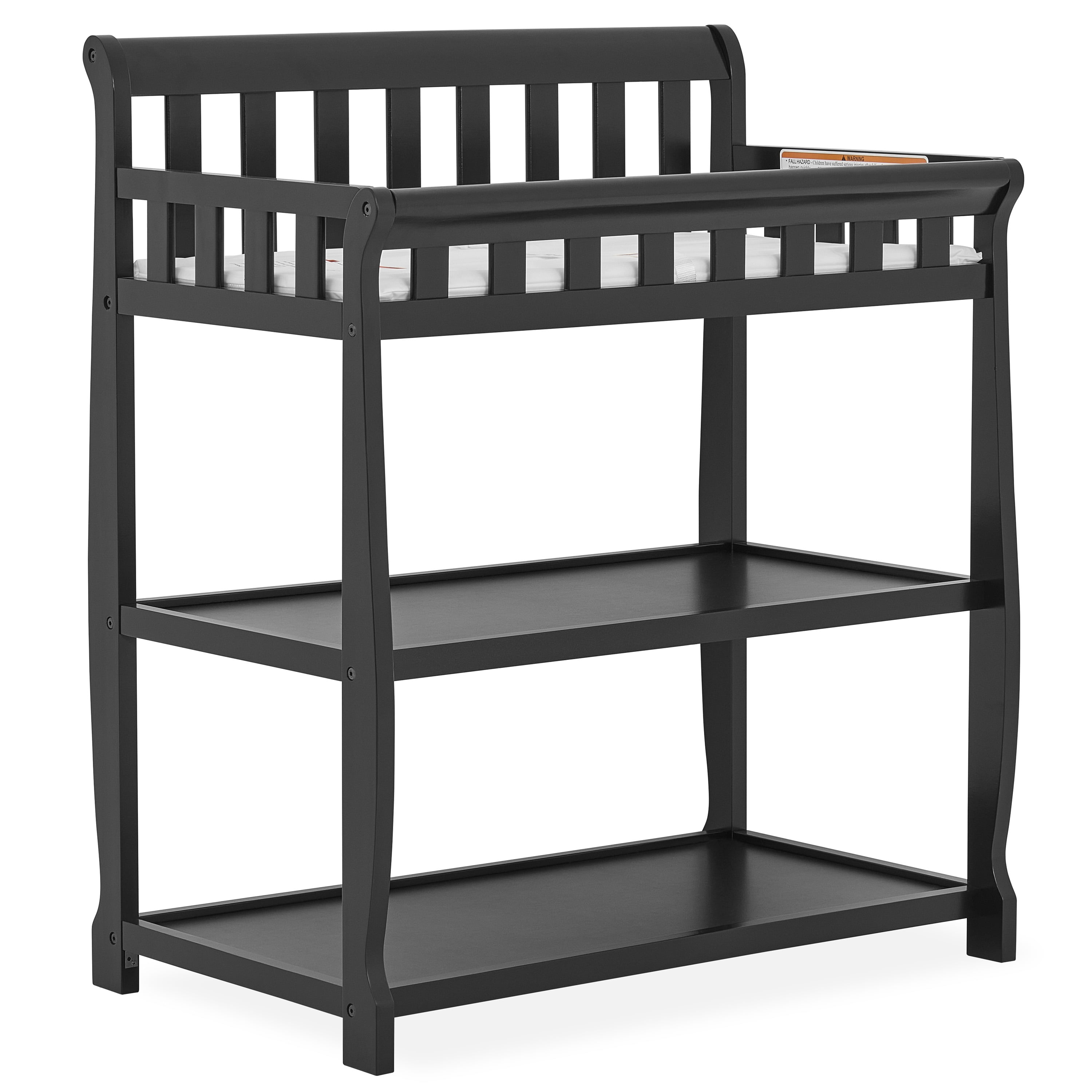 Ashton Black Pinewood 2-in-1 Changing Table with Safety Strap