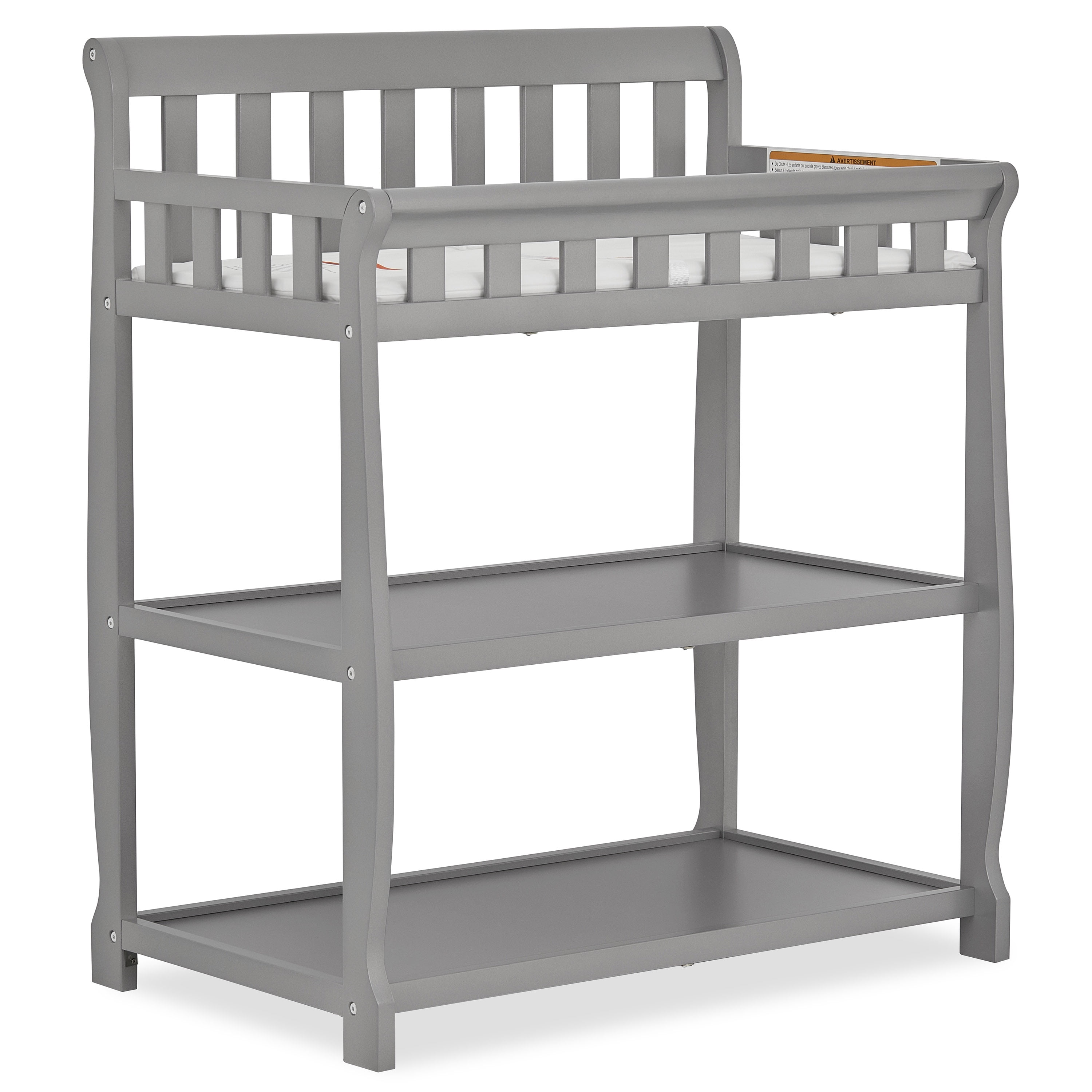 Dream On Me Ashton Changing Table, New Zealand Pinewood, 1 inch Mattress Pad included, Steel Grey