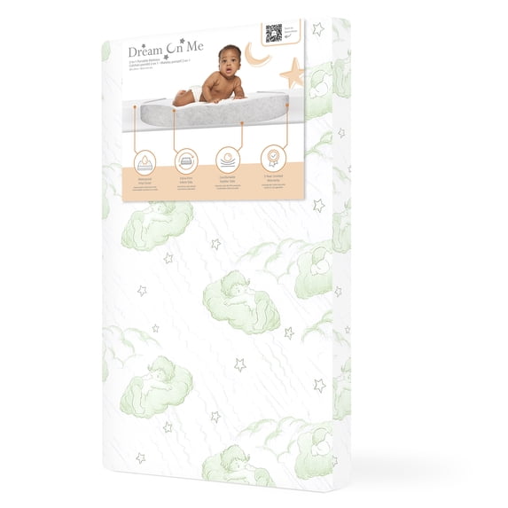 Dream On Me Aster 1.5" Fiber Portable Mini Crib Mattress, Green