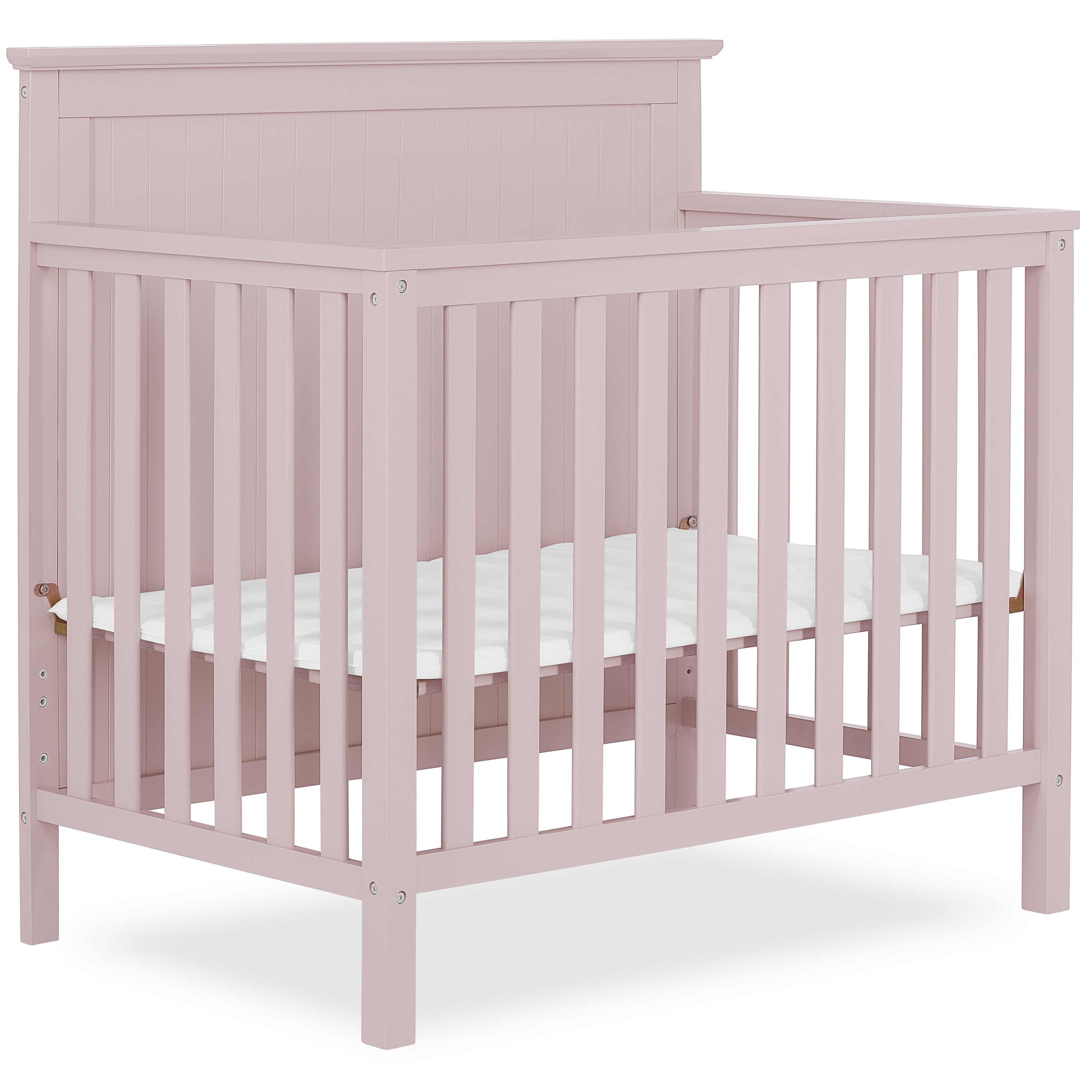 Dream On Me Ava 4-in-1 Convertible Mini Crib, Blush Pink