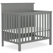 Dream On Me Ava 4-in-1 Convertible Mini Baby Crib, Steel Grey