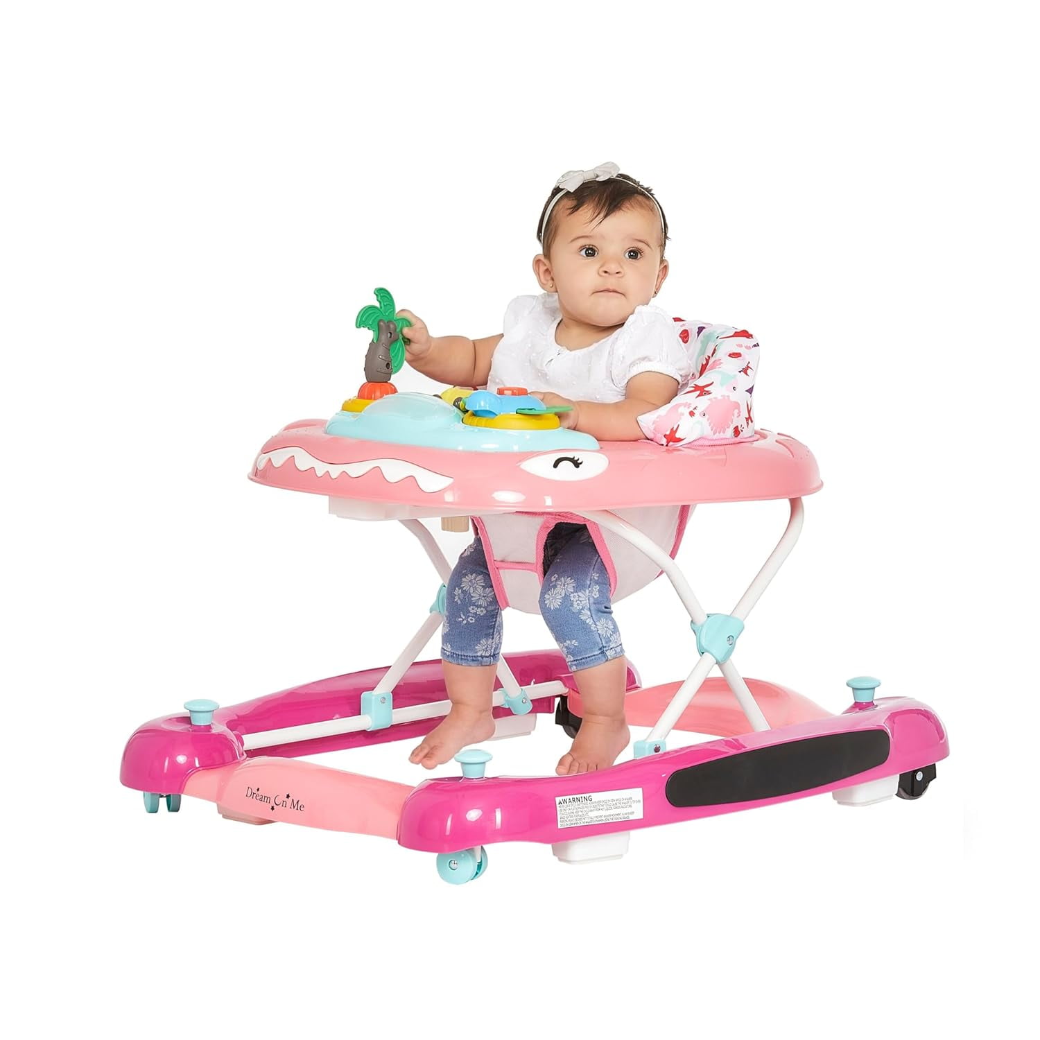Dream On Me Baby Steps Baby Walker in Pink, Adjustable Three Position