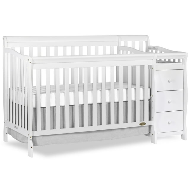 Dream On Me Brody 5-in-1 Convertible Crib with Changer, White