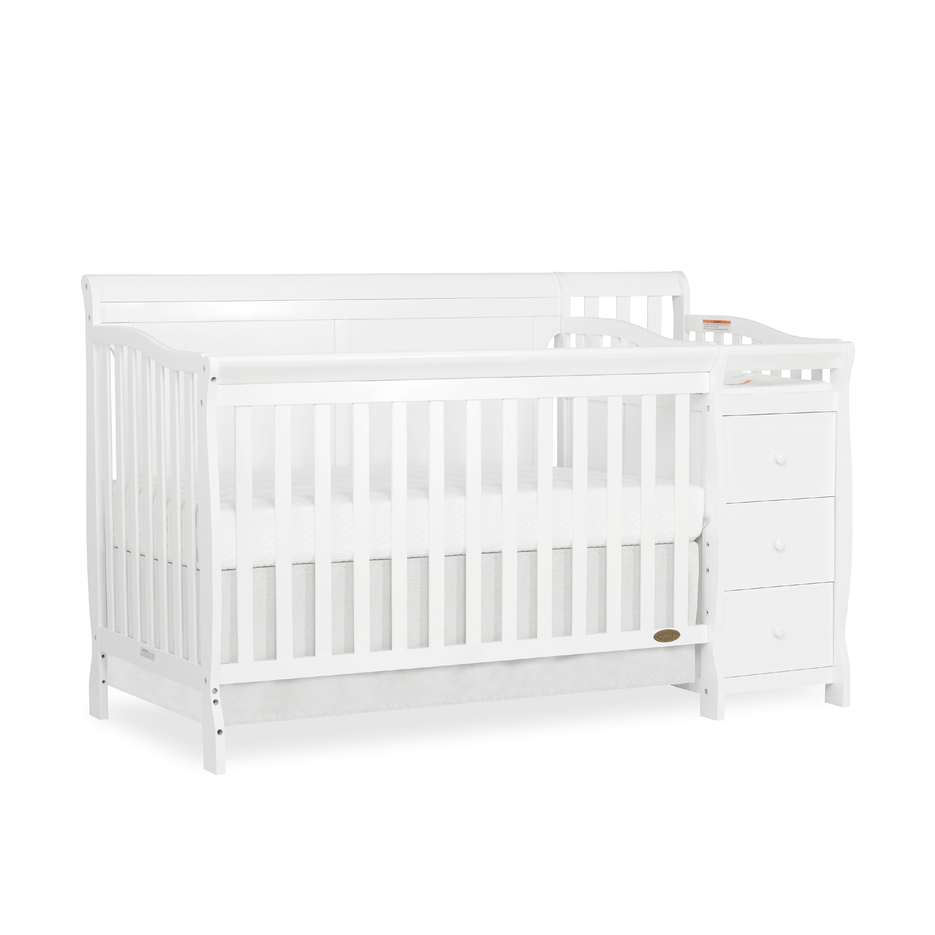 Dream On Me Brody Full Panel Convertible Crib with Changer, White