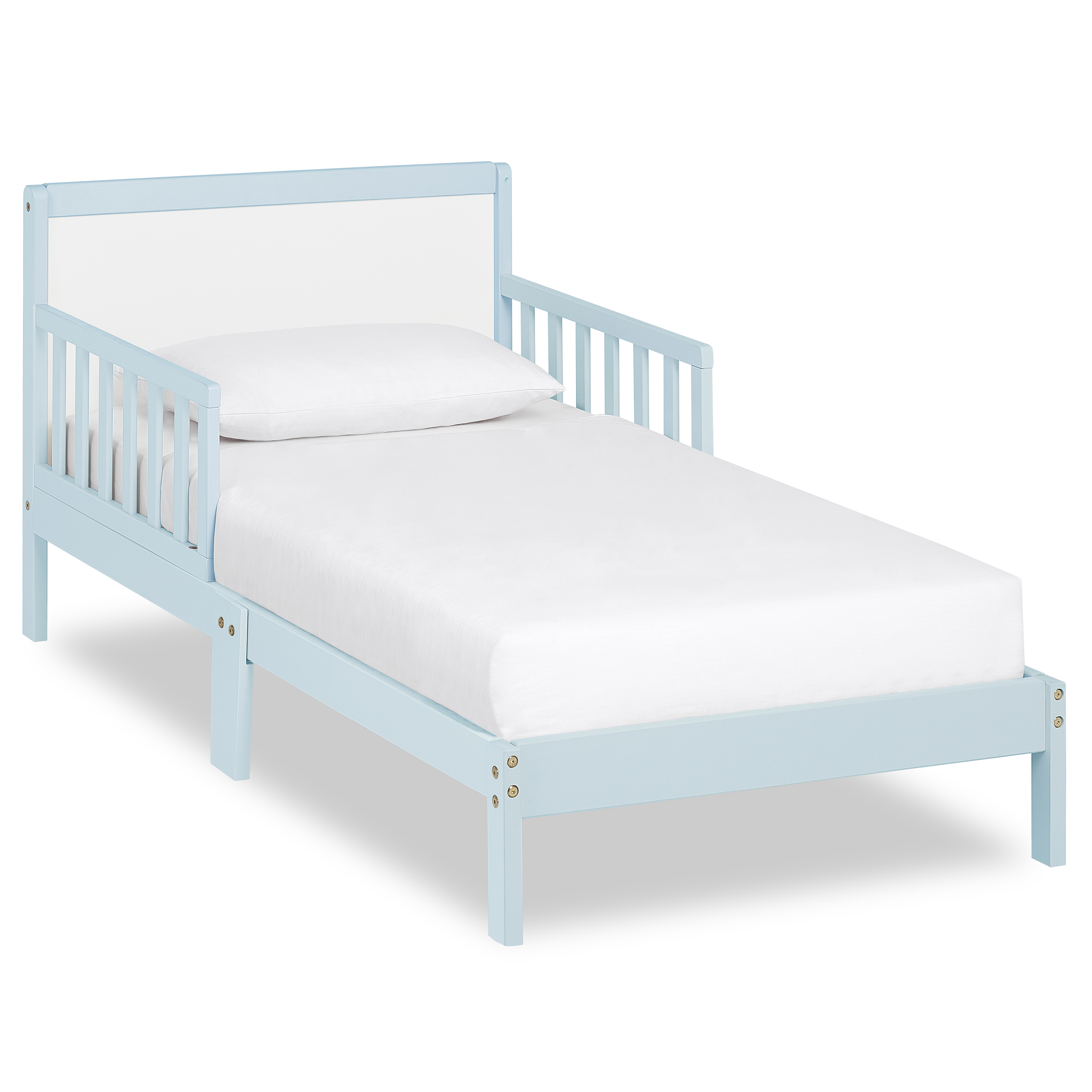 Dream On Me Brookside Toddler Bed, Sky Blue / White