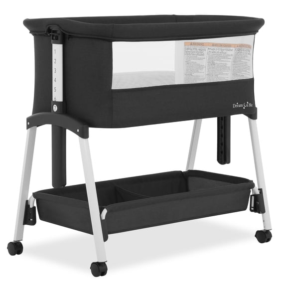 Dream On Me Calypso Portable Bassinet with Wheels, Black