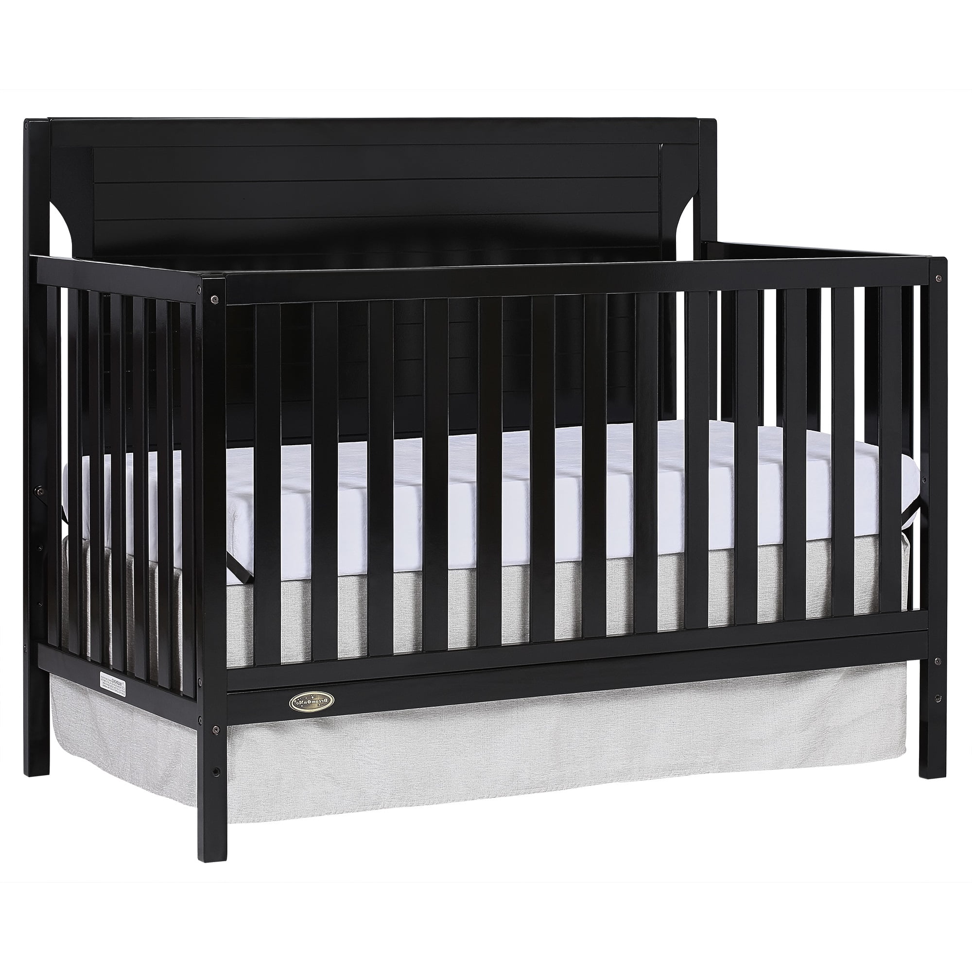 Black 5-in-1 Convertible Crib with Full Back Panel