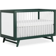 Dream On Me Carter 5-in-1 Full Size Convertible Crib / 3 Mattress Height Settings/JPMA Certified/Made of New Zealand Pinewood/Sturdy Crib Design, Olive & White Olive and White