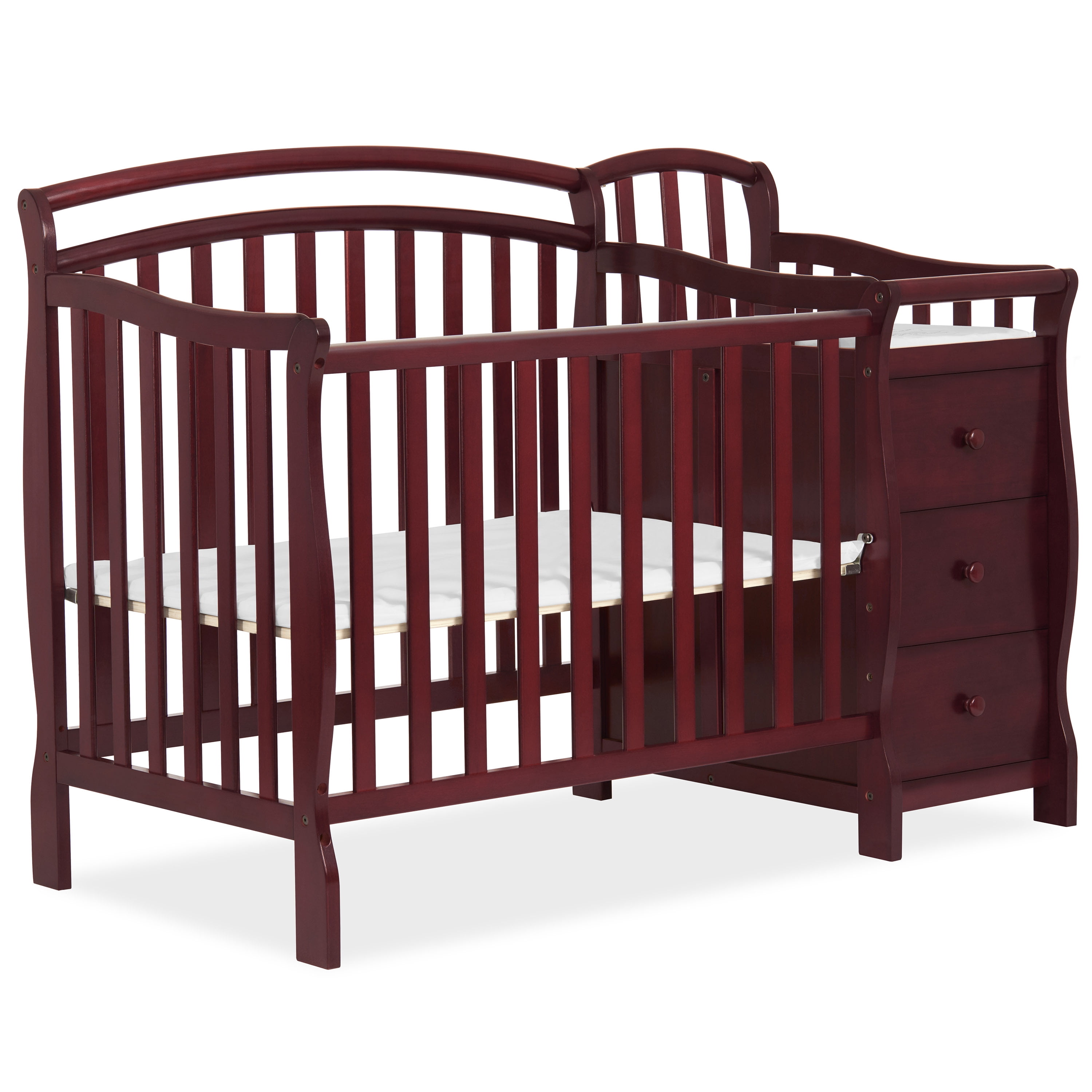 Dream On Me Casco 4-in-1 Mini Crib and Dressing Table Cherry