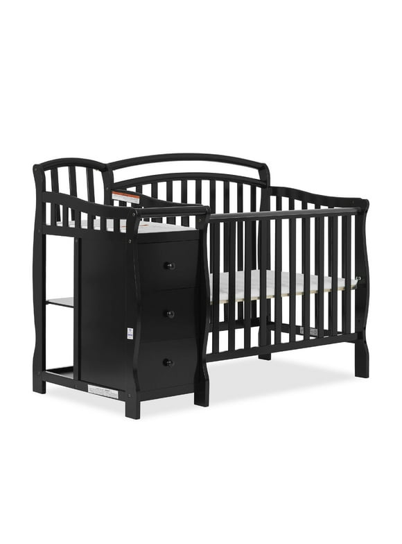Dream On Me Casco 4-in-1 Mini Crib and Dressing Table, Black