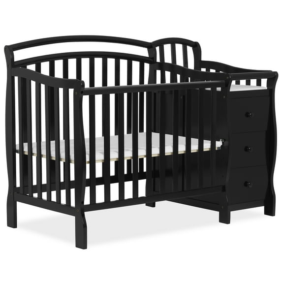 Dream On Me Casco 4-in-1 Mini Crib and Dressing Table, Black