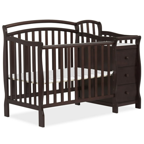 Dream On Me Casco 4-in-1 Mini Crib and Dressing Table, Espresso