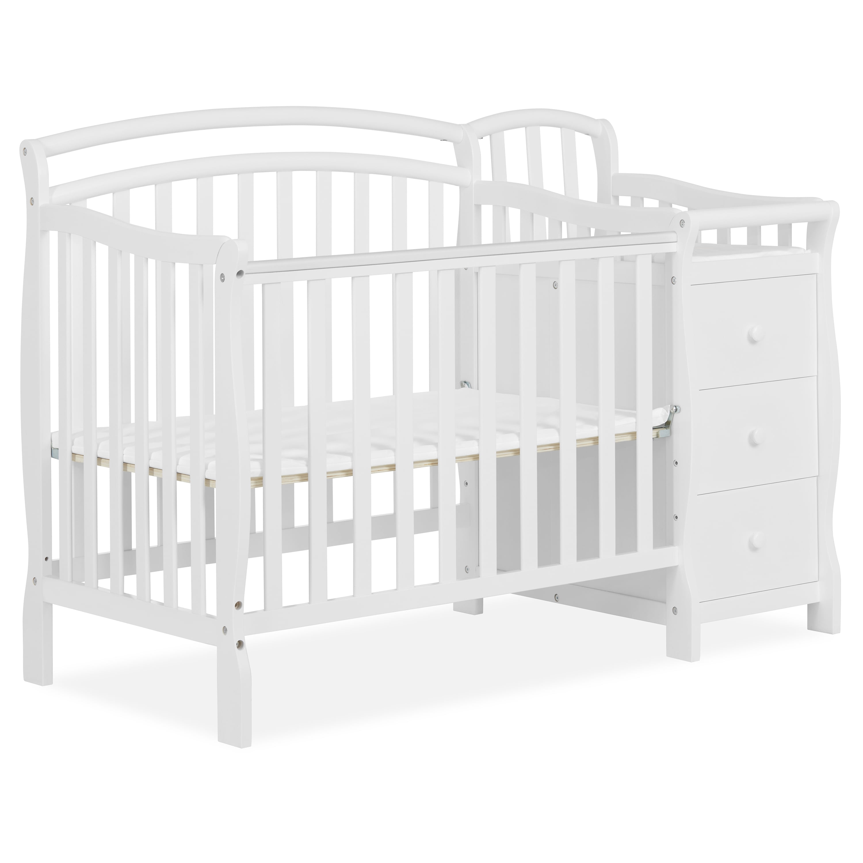 Dream On Me White Pine 4-in-1 Mini Convertible Crib with Changer