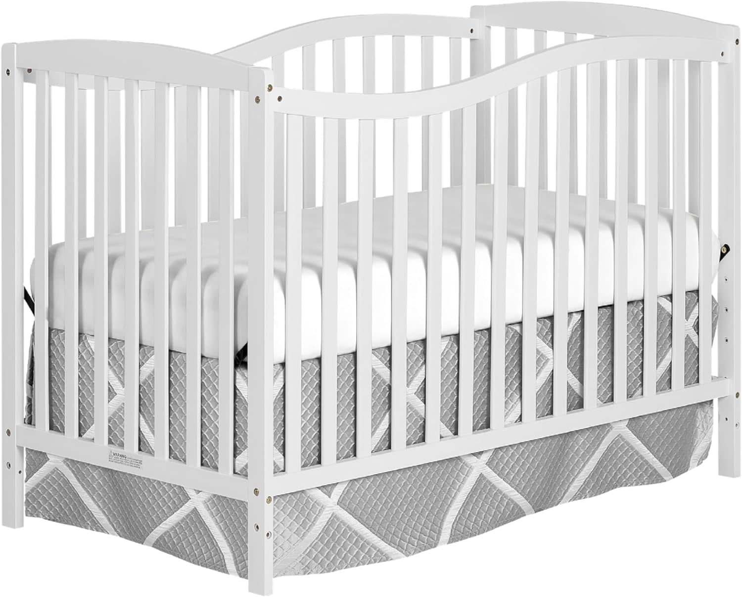 White Pinewood 5-in-1 Convertible Sleigh Crib