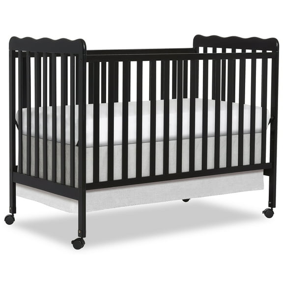 Dream On Me Carson Classic 3-in-1 Portable Crib in Black, Removable Wheels, Converts from Baby Crib to Toddler Bed, Day Bed and Kids Sofa, Three Adjustable Mattress Height Positions