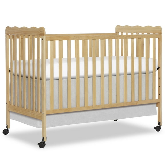 Dream On Me Carson Classic 3-in-1 Portable Crib in Natural, Removable Wheels, Converts from Baby Crib to Toddler Bed, Day Bed and Kids Sofa, Three Adjustable Mattress Height Positions