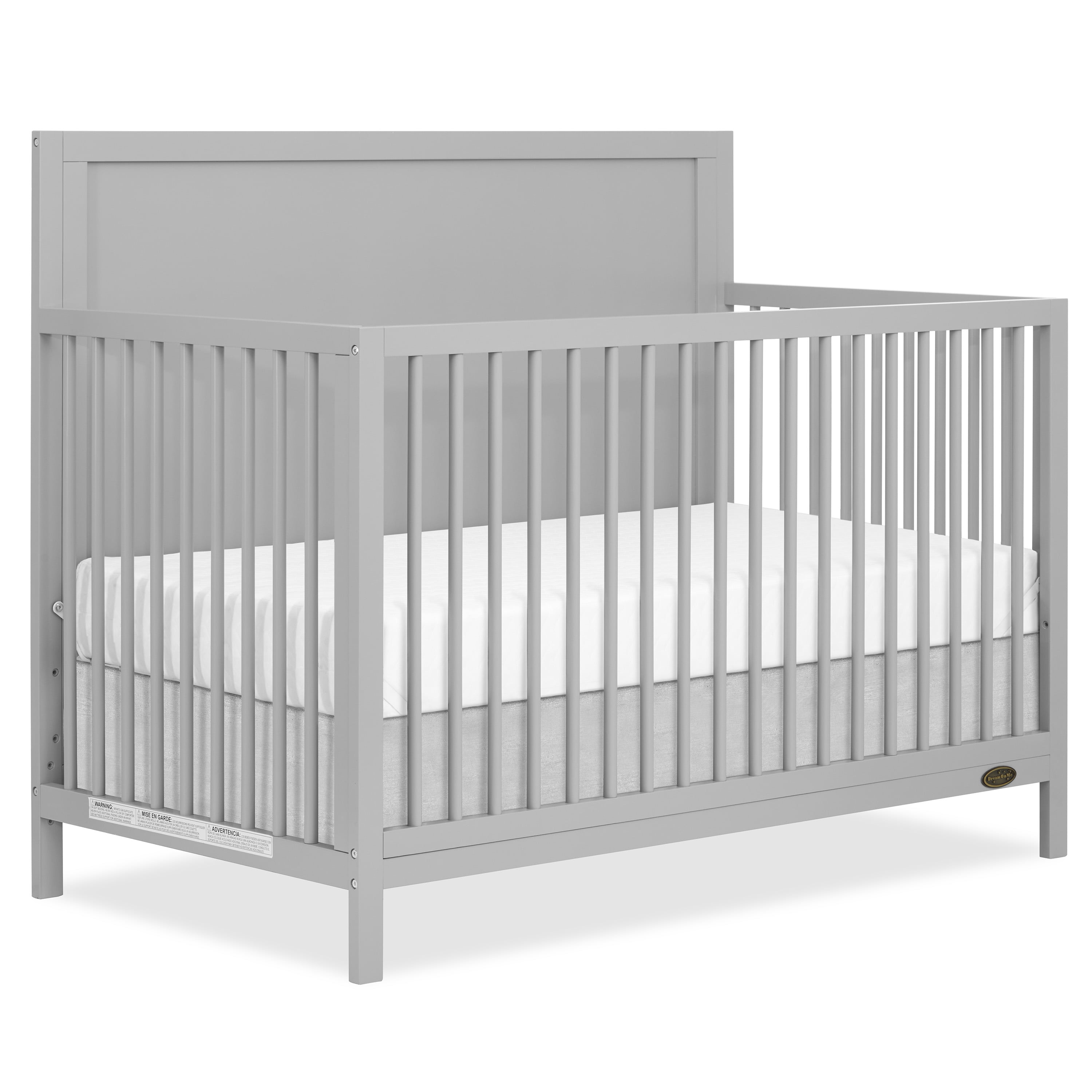 Pebble Grey Pinewood 3-in-1 Convertible Crib with Adjustable Height