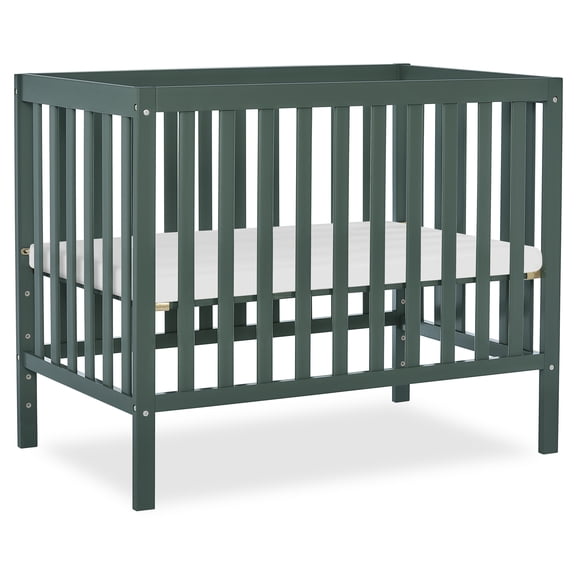 Dream On Me Edgewood 4-in-1 Convertible Mini Crib, Olive