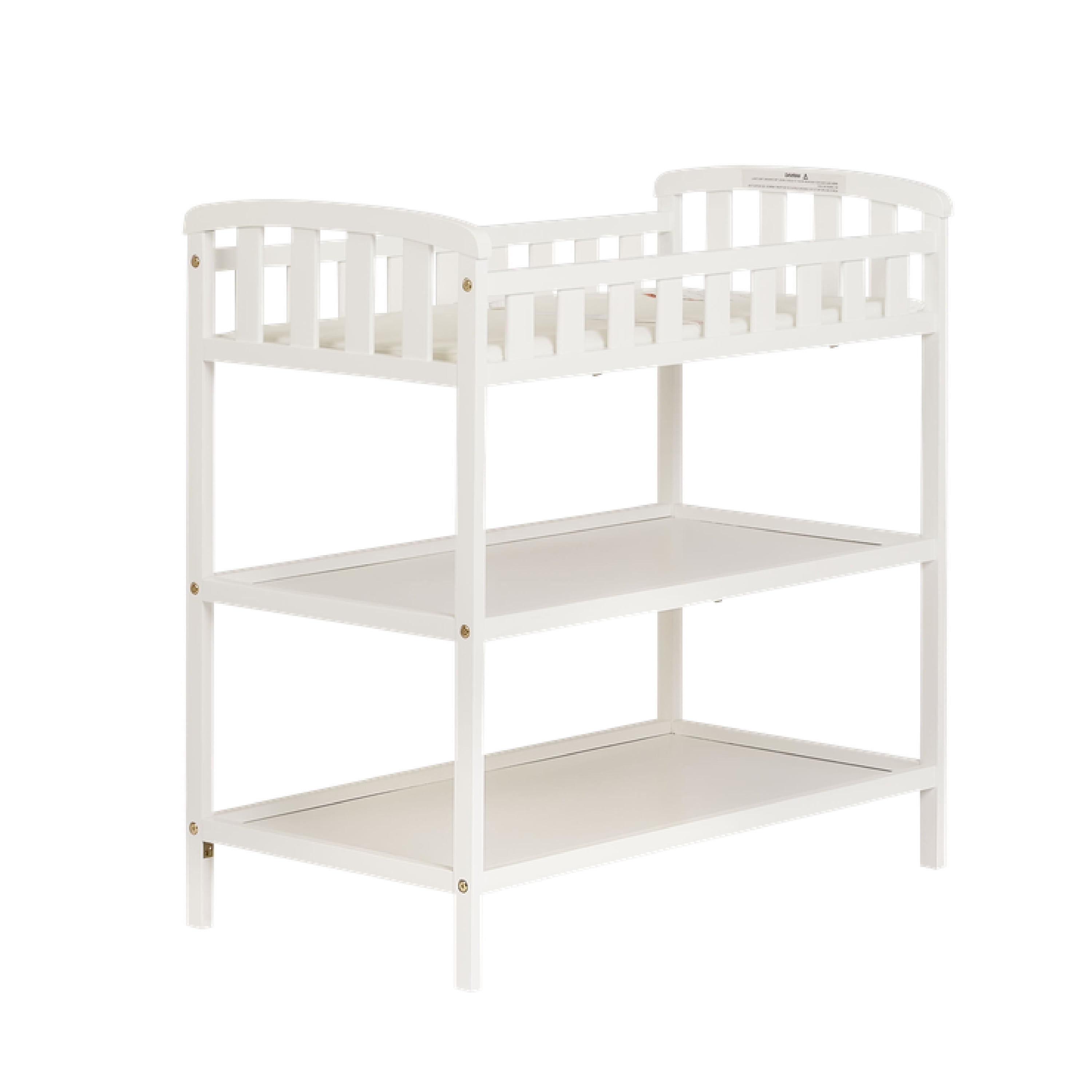 Dream On Me Emily Baby Changing Table with 2 Shelves and Changing Pad, White