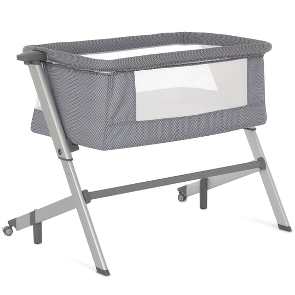 Dream On Me Flora Baby Bassinet in Storm Grey, Lightweight and Portable Travel Bassinet with Carry Bag, Five Adjustable Height Position, Mattress Pad Included