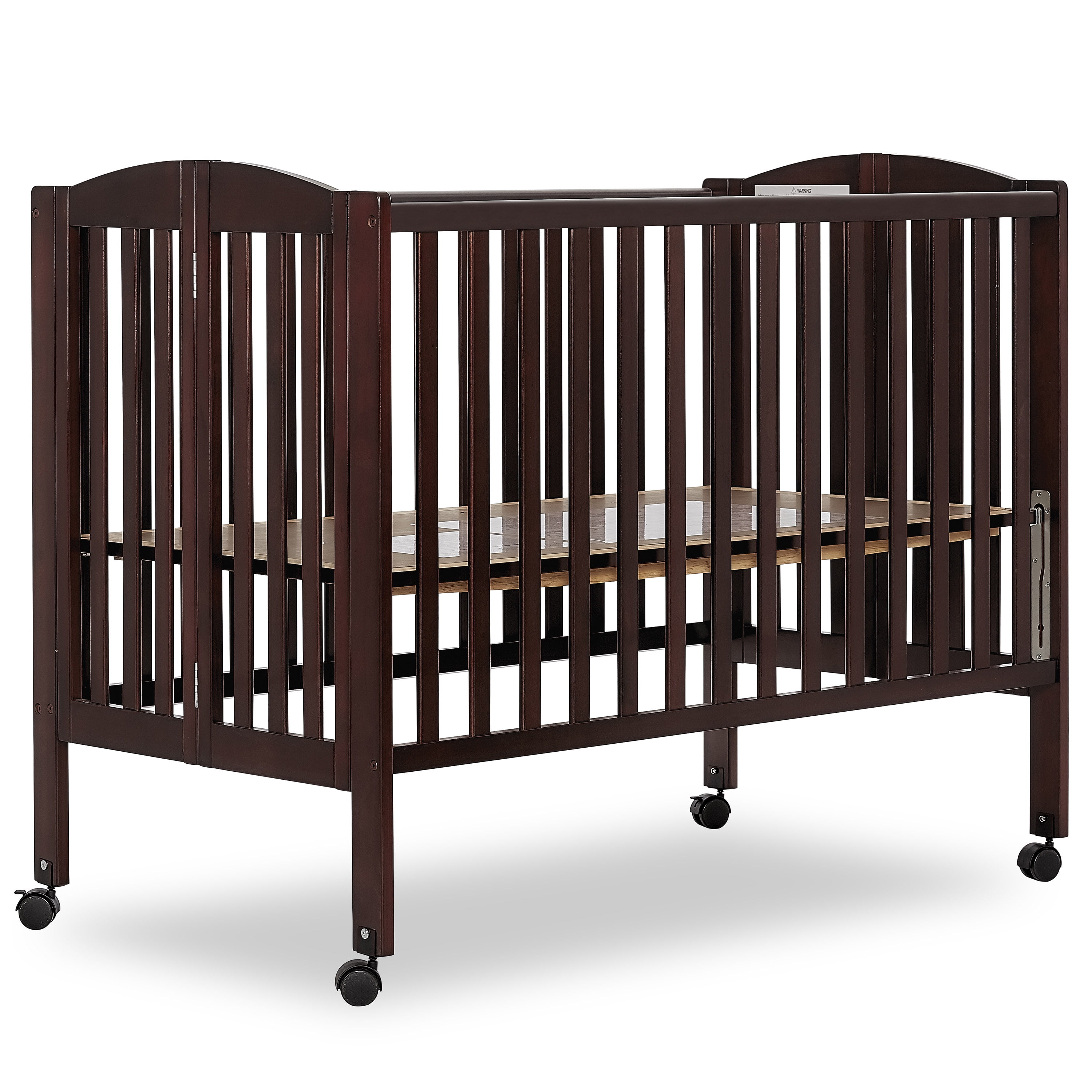 Free Shipping Dream On Me Full Size 2 in 1 Folding Stationary Side Crib Locking Wheels Espresso Walmart