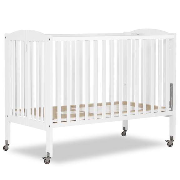 Dream On Me Full Size 2-in-1 Folding Stationary Side Crib, Locking Wheels, White